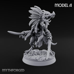 Blade Wielding Lizardfolk Raptor Warrior A Miniature for Dungeons and Dragons, Pathfinder or other TTRPGs
