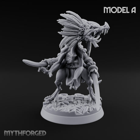Blade Wielding Lizardfolk Raptor Warrior A Miniature for Dungeons and Dragons, Pathfinder or other TTRPGs