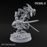 Blade Wielding Lizardfolk Raptor Warrior A Miniature for Dungeons and Dragons, Pathfinder or other TTRPGs