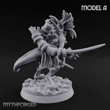 Blade Wielding Lizardfolk Raptor Warrior A Miniature for Dungeons and Dragons, Pathfinder or other TTRPGs