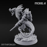 Blade Wielding Lizardfolk Raptor Warrior A Miniature for Dungeons and Dragons, Pathfinder or other TTRPGs