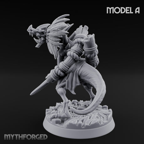 Blade Wielding Lizardfolk Raptor Warrior A Miniature for Dungeons and Dragons, Pathfinder or other TTRPGs