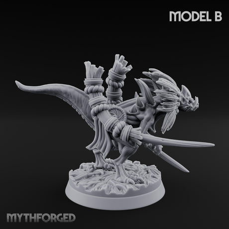 Blade Wielding Lizardfolk Raptor Warrior B Miniature for Dungeons and Dragons, Pathfinder or other TTRPGs