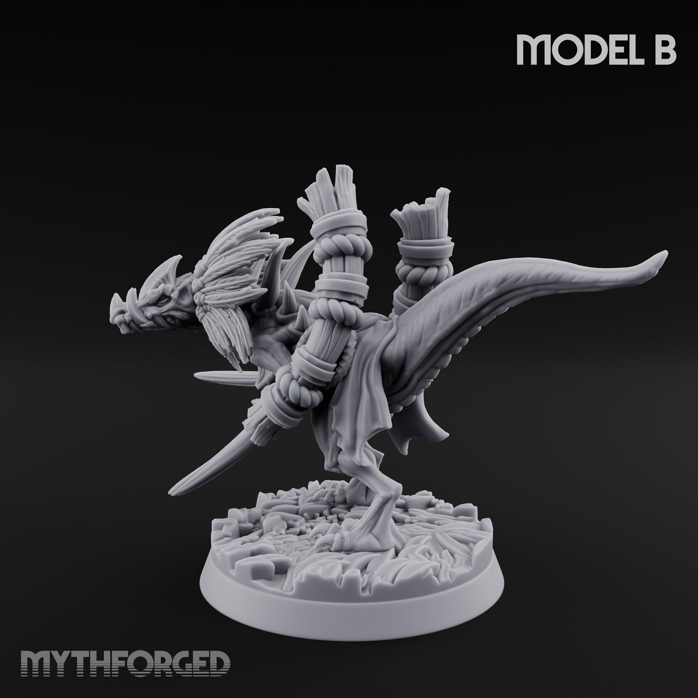 Blade Wielding Lizardfolk Raptor Warrior B Miniature for Dungeons and Dragons, Pathfinder or other TTRPGs