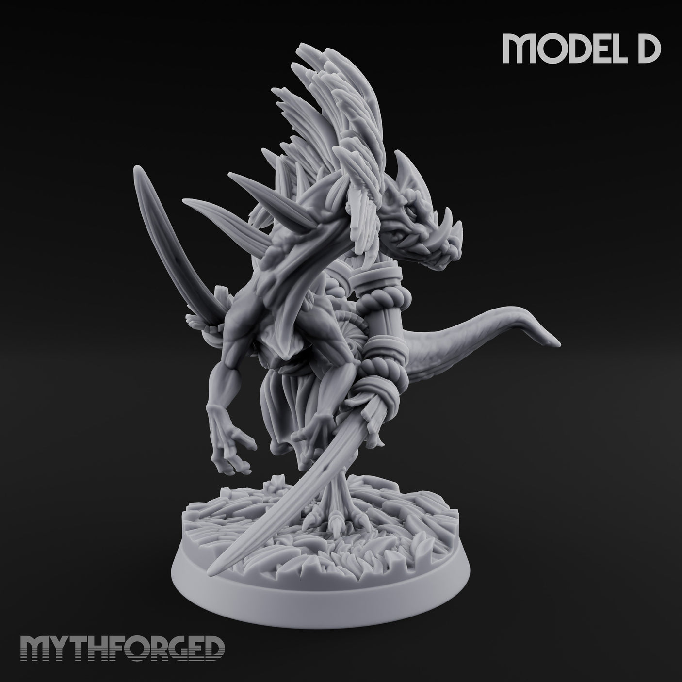 Blade Wielding Lizardfolk Raptor Warrior D Miniature for Dungeons and Dragons, Pathfinder or other TTRPGs