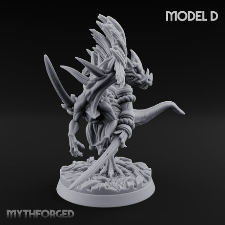 Blade Wielding Lizardfolk Raptor Warrior D Miniature for Dungeons and Dragons, Pathfinder or other TTRPGs