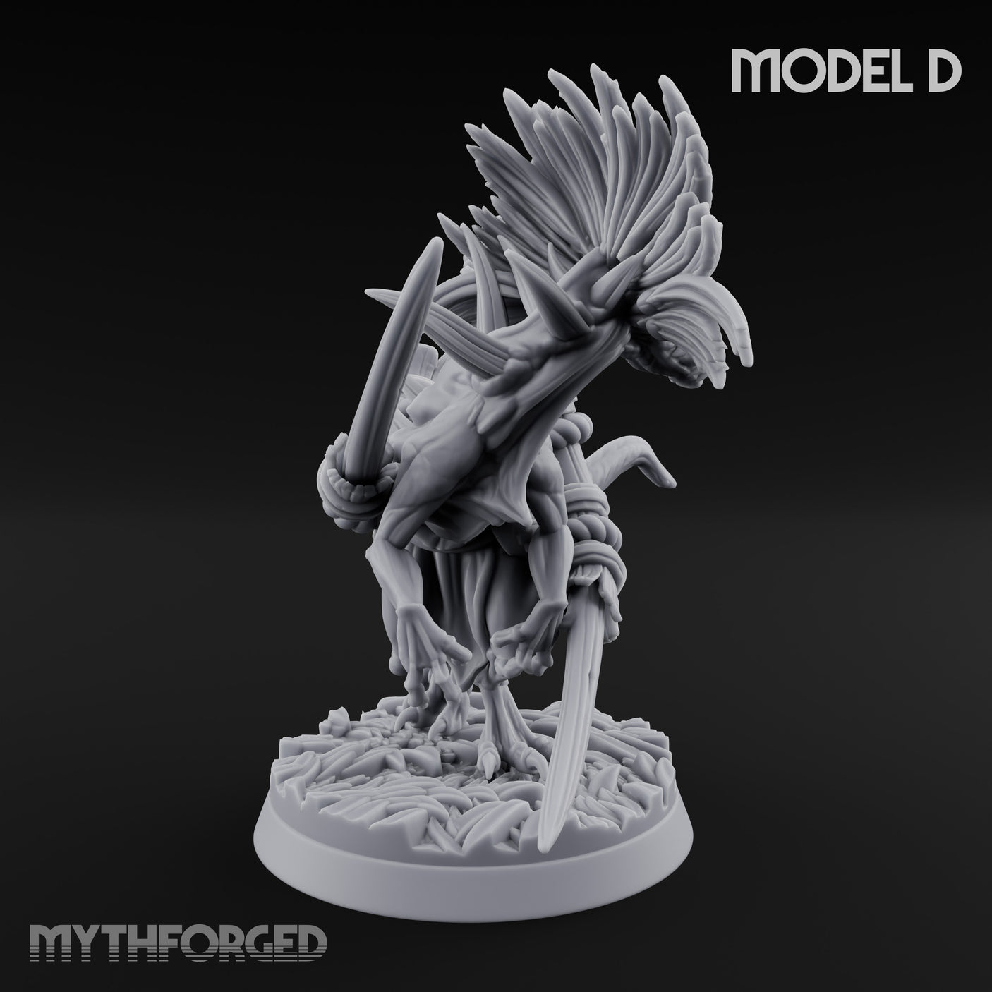 Blade Wielding Lizardfolk Raptor Warrior D Miniature for Dungeons and Dragons, Pathfinder or other TTRPGs