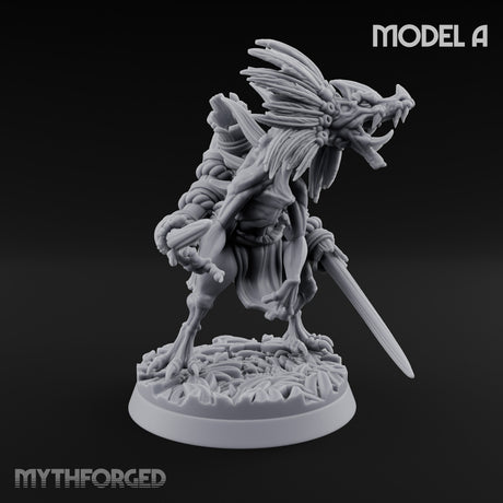 Blade Wielding Lizardfolk Raptor Warriors Miniature for Dungeons and Dragons, Pathfinder or other TTRPGs