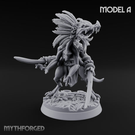 Blade Wielding Lizardfolk Raptor Warriors Miniature for Dungeons and Dragons, Pathfinder or other TTRPGs