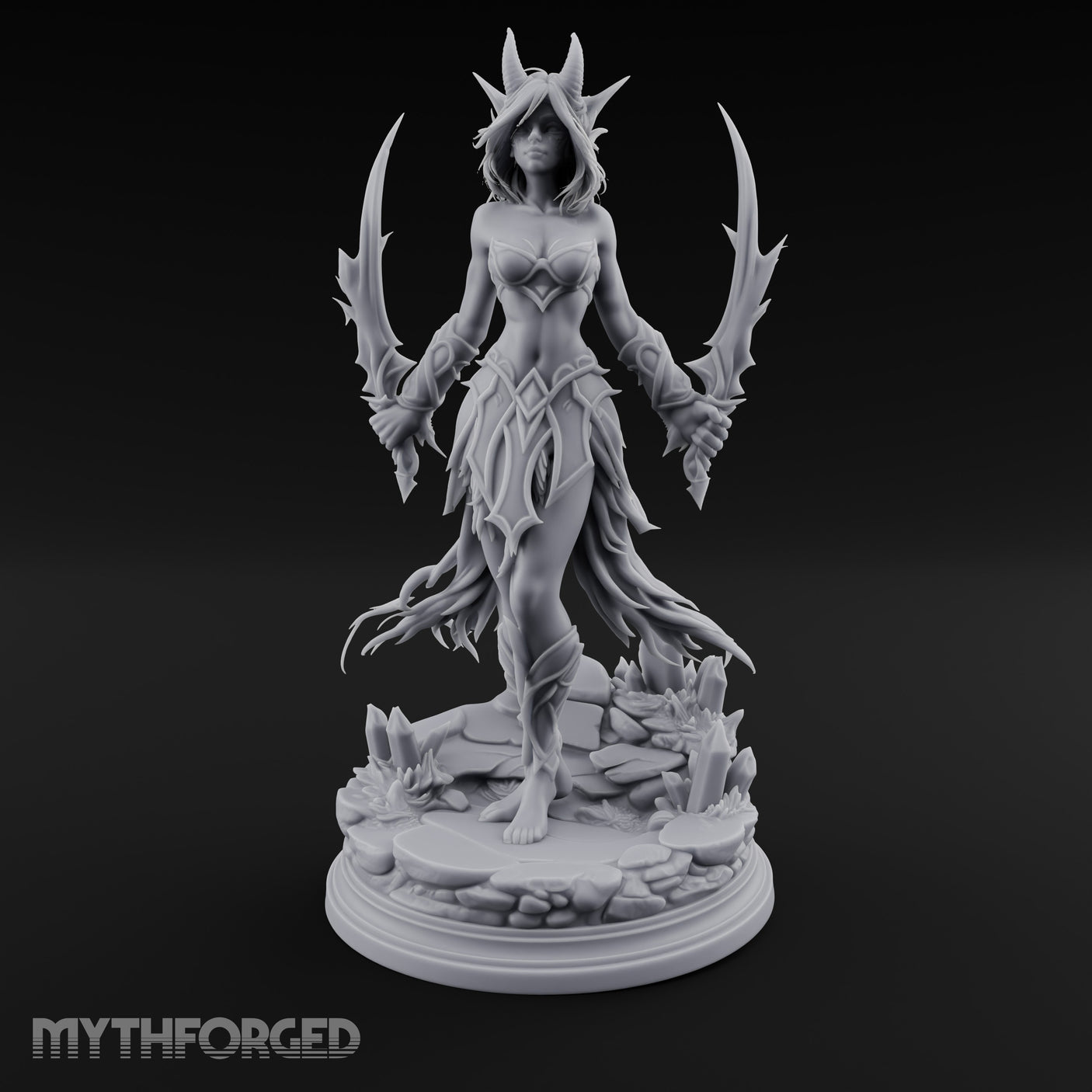 Blade Wings Unfurled Demon Sorceress Miniature for Dungeons and Dragons, Pathfinder or other TTRPGs