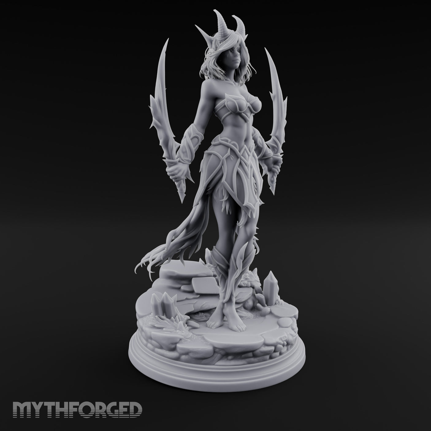 Blade Wings Unfurled Demon Sorceress Miniature for Dungeons and Dragons, Pathfinder or other TTRPGs