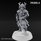 Stern Horned Samurai A Miniature for Dungeons and Dragons, Pathfinder or other TTRPGs