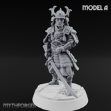 Stern Horned Samurai A Miniature for Dungeons and Dragons, Pathfinder or other TTRPGs