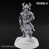 Stern Horned Samurai A Miniature for Dungeons and Dragons, Pathfinder or other TTRPGs