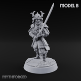 Stern Horned Samurai B Miniature for Dungeons and Dragons, Pathfinder or other TTRPGs