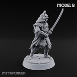 Stern Horned Samurai B Miniature for Dungeons and Dragons, Pathfinder or other TTRPGs