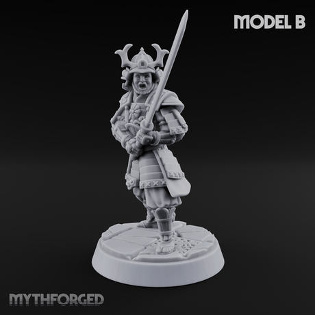 Stern Horned Samurai B Miniature for Dungeons and Dragons, Pathfinder or other TTRPGs