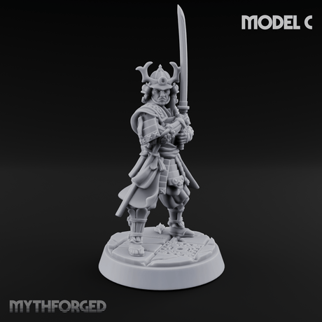 Stern Horned Samurai C Miniature for Dungeons and Dragons, Pathfinder or other TTRPGs