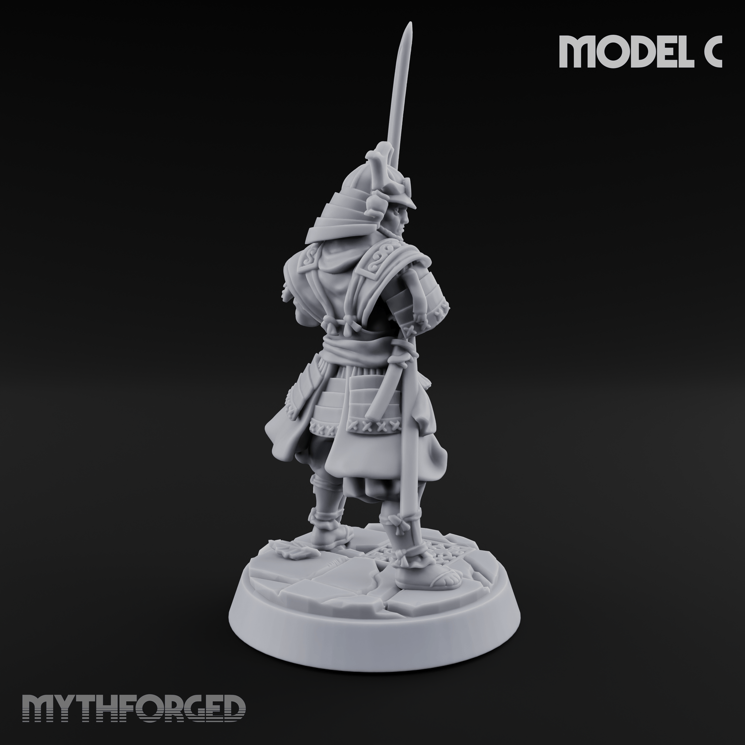 Stern Horned Samurai C Miniature for Dungeons and Dragons, Pathfinder or other TTRPGs