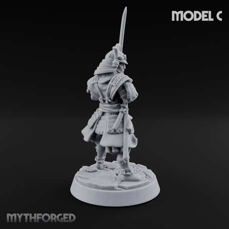 Stern Horned Samurai C Miniature for Dungeons and Dragons, Pathfinder or other TTRPGs