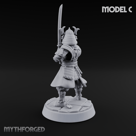 Stern Horned Samurai C Miniature for Dungeons and Dragons, Pathfinder or other TTRPGs
