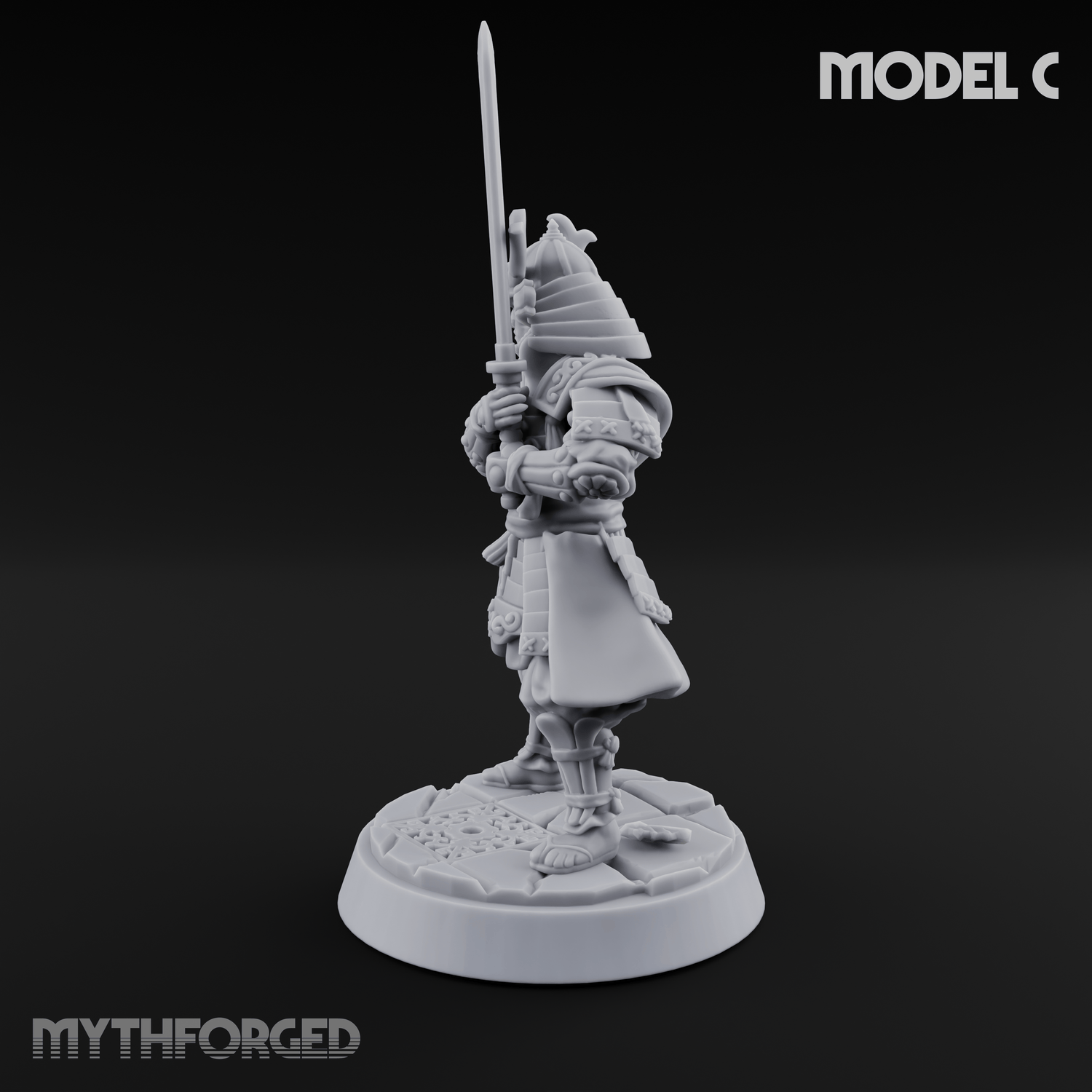 Stern Horned Samurai C Miniature for Dungeons and Dragons, Pathfinder or other TTRPGs