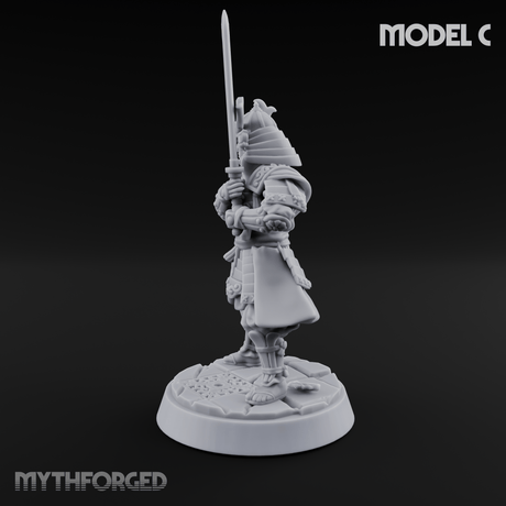 Stern Horned Samurai C Miniature for Dungeons and Dragons, Pathfinder or other TTRPGs