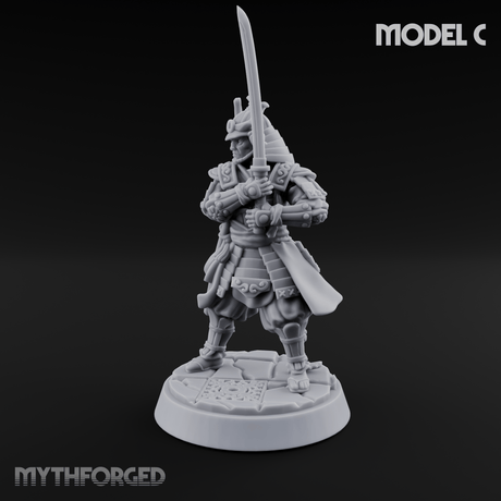 Stern Horned Samurai C Miniature for Dungeons and Dragons, Pathfinder or other TTRPGs