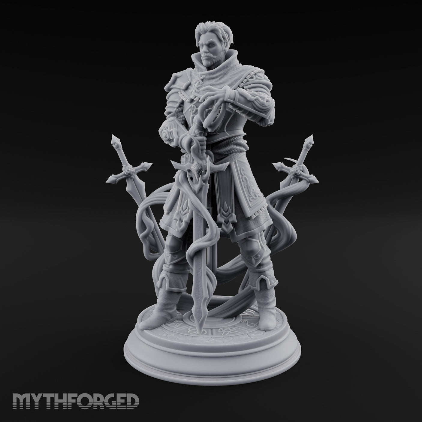 Blades Orbiting Human Spellsword Miniature for Dungeons and Dragons, Pathfinder or other TTRPGs
