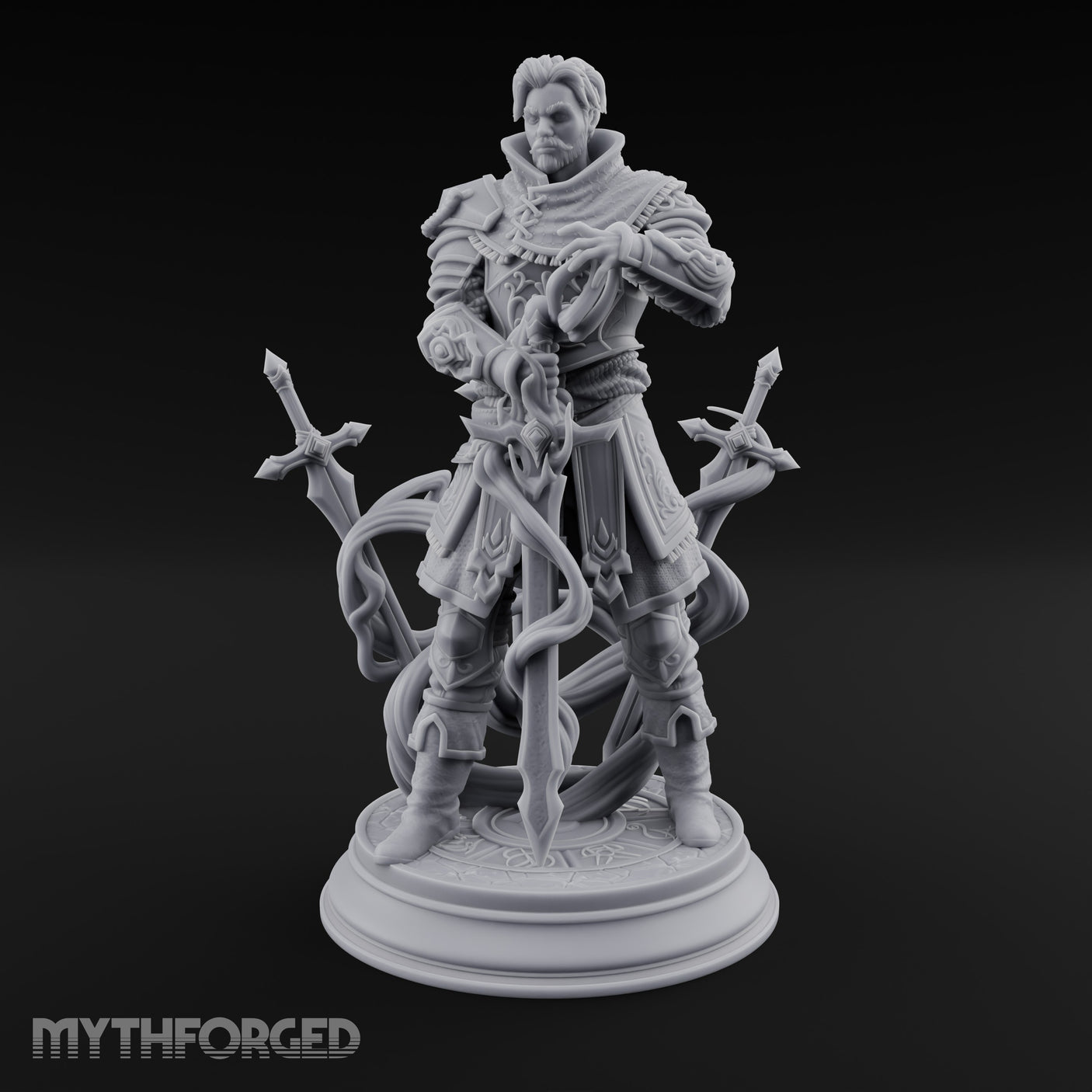 Blades Orbiting Human Spellsword Miniature for Dungeons and Dragons, Pathfinder or other TTRPGs