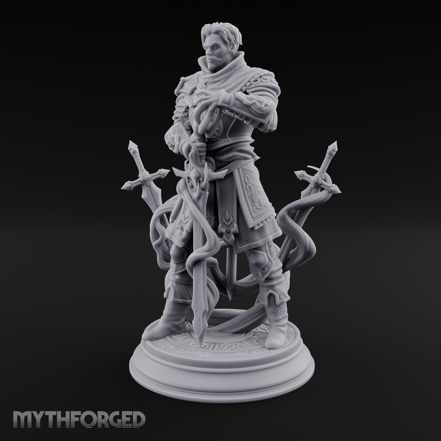 Blades Orbiting Human Spellsword Miniature for Dungeons and Dragons, Pathfinder or other TTRPGs
