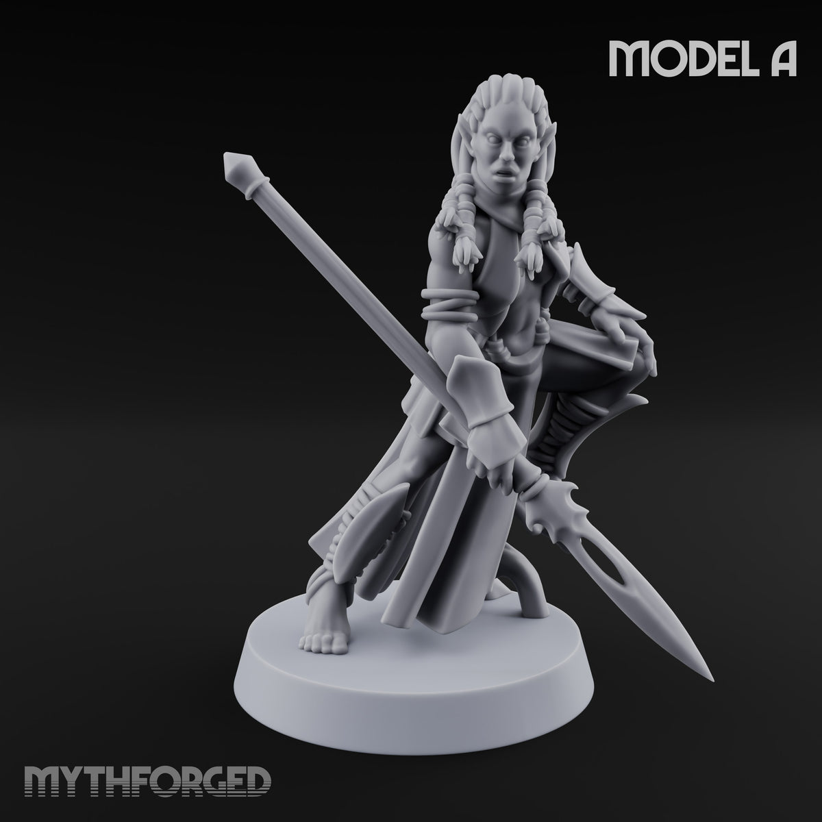 Acrobatically Poised to Strike Elf Bladesinger A Miniature for Dungeons and Dragons, Pathfinder or other TTRPGs