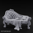 Blanket-Draped Tome-Rested Noble Tufted Chaise Longue