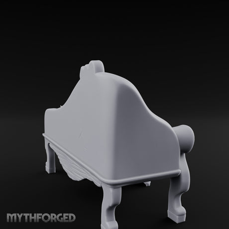 Blanket-Draped Tome-Rested Noble Tufted Chaise Longue Miniature for Dungeons and Dragons, Pathfinder or other TTRPGs