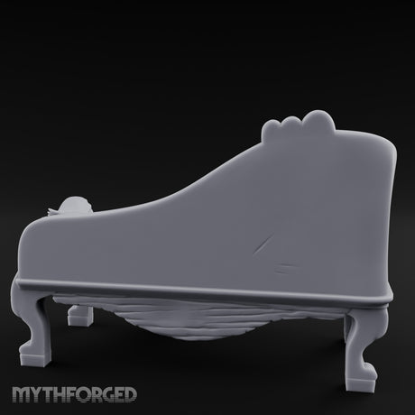 Blanket-Draped Tome-Rested Noble Tufted Chaise Longue Miniature for Dungeons and Dragons, Pathfinder or other TTRPGs