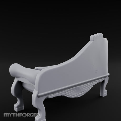 Blanket-Draped Tome-Rested Noble Tufted Chaise Longue Miniature for Dungeons and Dragons, Pathfinder or other TTRPGs