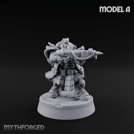 Ornately Overloaded Dwarf Arbalists Miniature for Dungeons and Dragons, Pathfinder or other TTRPGs