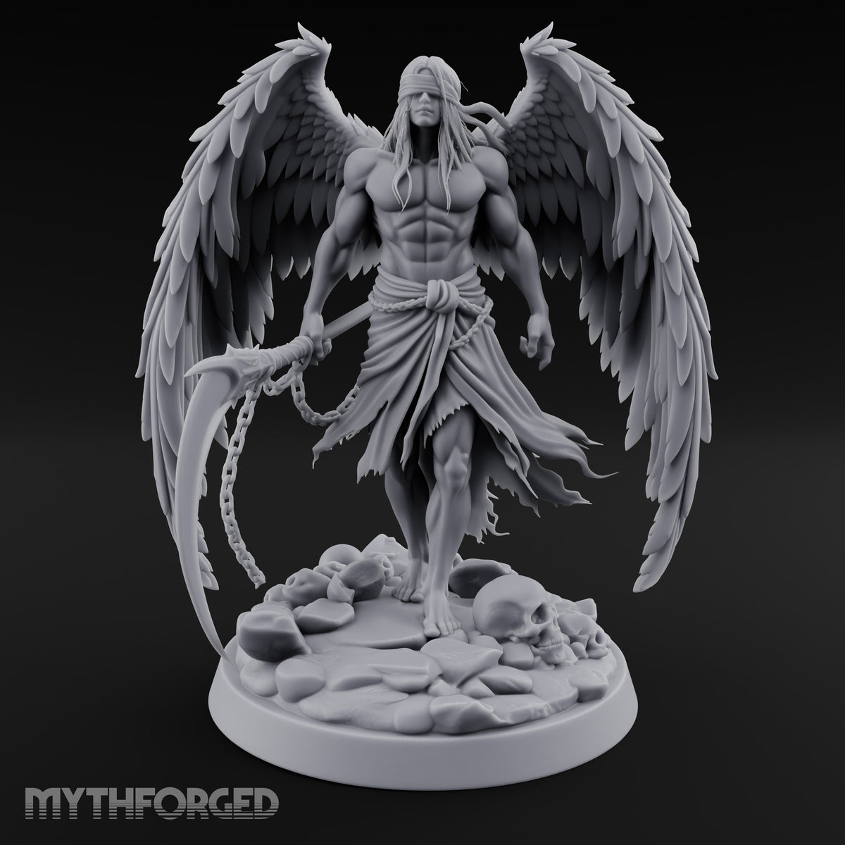 Blindfolded Chain Swinging Angel Warrior Miniature for Dungeons and Dragons, Pathfinder or other TTRPGs