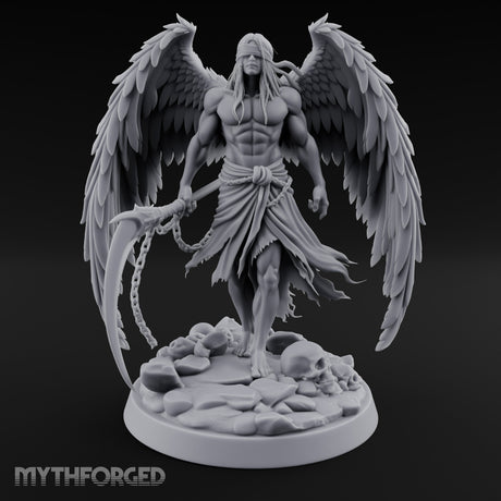 Blindfolded Chain Swinging Angel Warrior Miniature for Dungeons and Dragons, Pathfinder or other TTRPGs