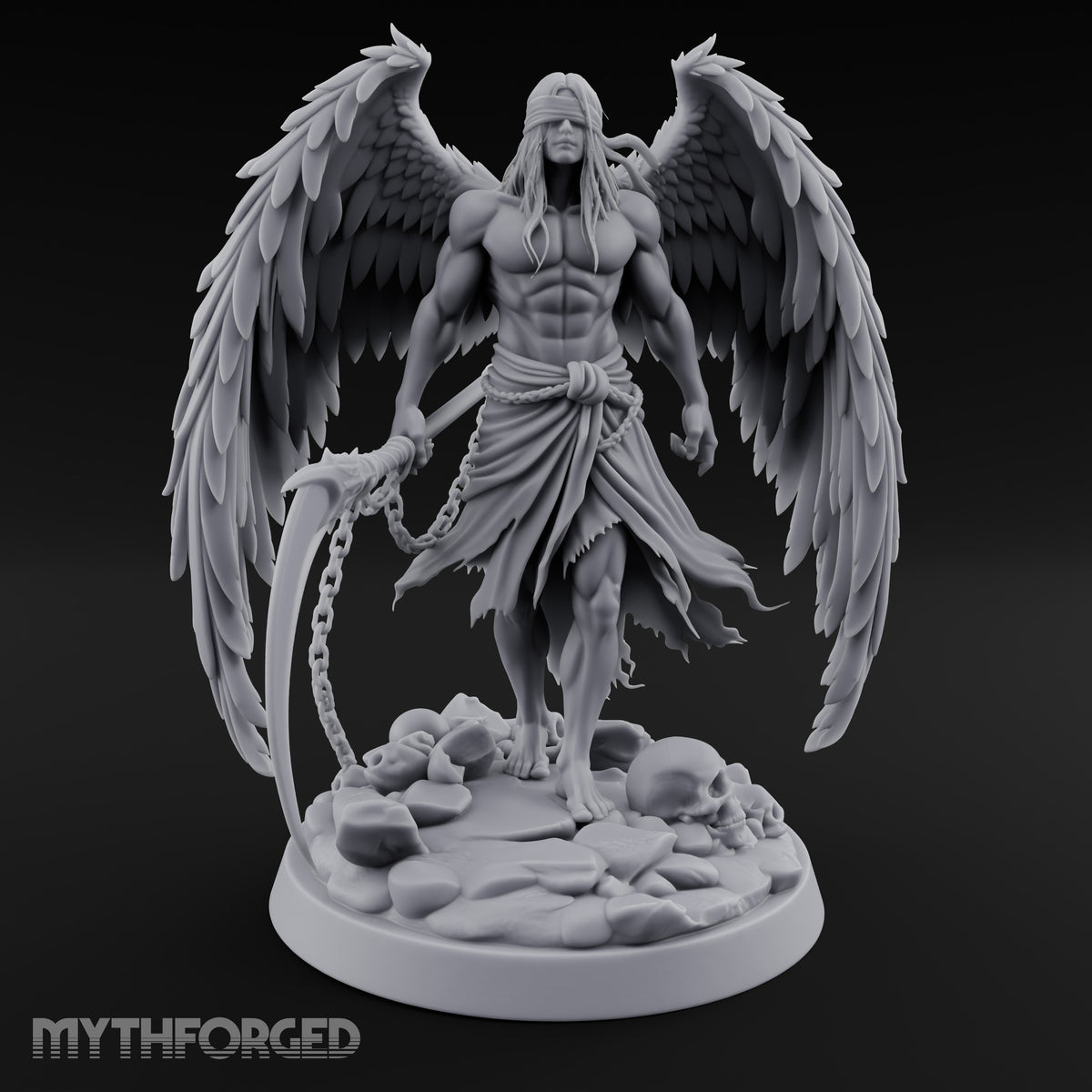 Blindfolded Chain Swinging Angel Warrior Miniature for Dungeons and Dragons, Pathfinder or other TTRPGs