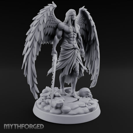 Blindfolded Chain Swinging Angel Warrior Miniature for Dungeons and Dragons, Pathfinder or other TTRPGs