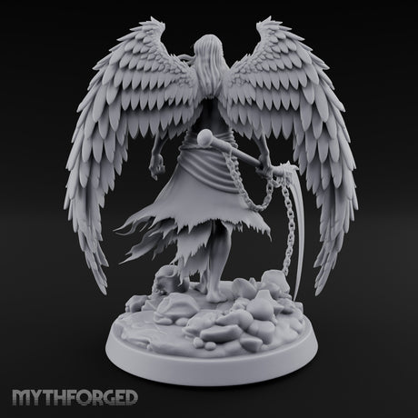 Blindfolded Chain Swinging Angel Warrior Miniature for Dungeons and Dragons, Pathfinder or other TTRPGs