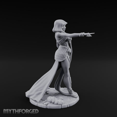 Blindfolded Staff Human Sorceress Miniature for Dungeons and Dragons, Pathfinder or other TTRPGs