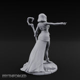 Blindfolded Staff Human Sorceress Miniature for Dungeons and Dragons, Pathfinder or other TTRPGs