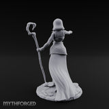 Blindfolded Staff Human Sorceress Miniature for Dungeons and Dragons, Pathfinder or other TTRPGs