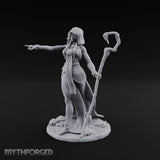 Blindfolded Staff Human Sorceress Miniature for Dungeons and Dragons, Pathfinder or other TTRPGs