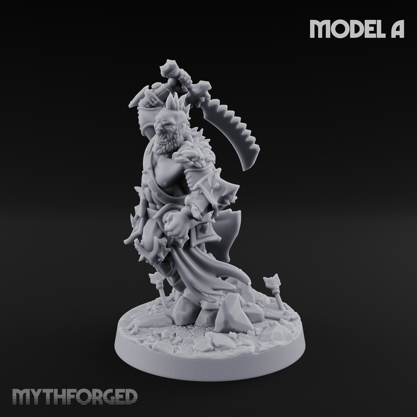 Axe Held High Ornate Human Warlords Miniature for Dungeons and Dragons, Pathfinder or other TTRPGs