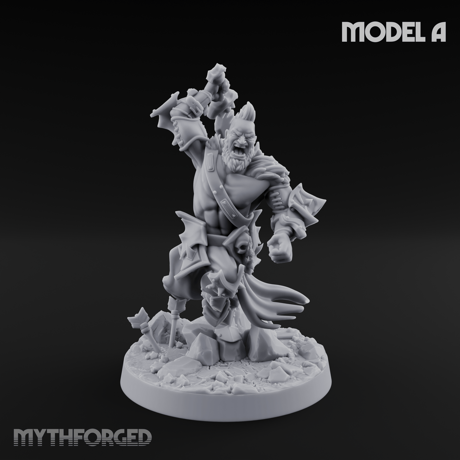 Axe Held High Ornate Human Warlords Miniature for Dungeons and Dragons, Pathfinder or other TTRPGs