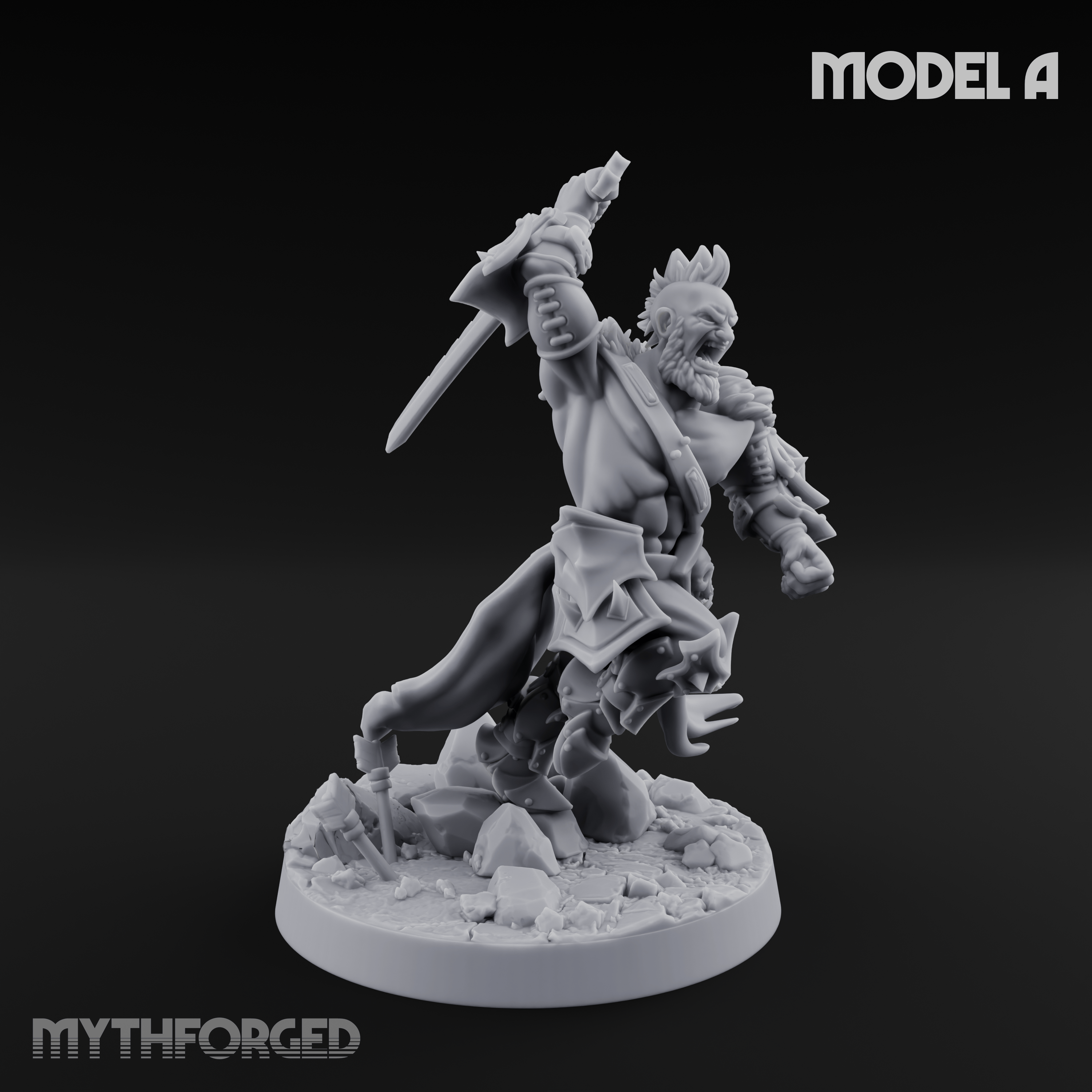 Axe Held High Ornate Human Warlords A