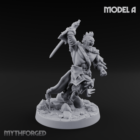 Axe Held High Ornate Human Warlords A Miniature for Dungeons and Dragons, Pathfinder or other TTRPGs